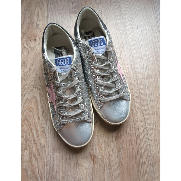 Golden Goose Super Star Silver Glitter Sneakers Womens EU 38 - Picture 5 of 16